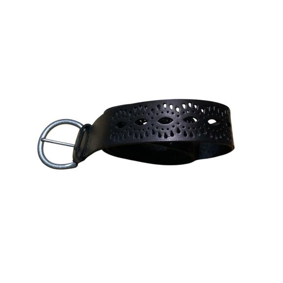 Lucky Brand Women's Belt Leather Brown Die-out Boho Size Large Silver Buckle 45” - Picture 1 of 6